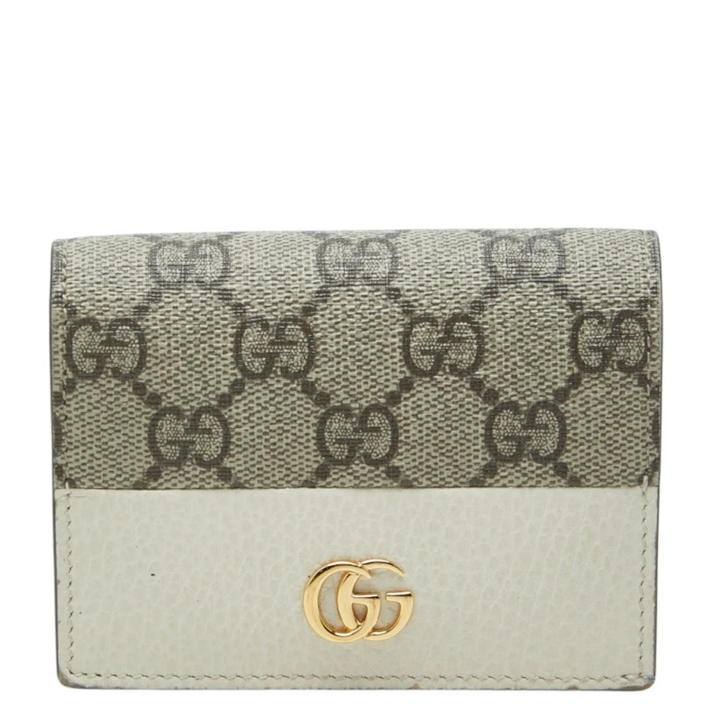 Gucci GG Supreme Bi-fold Wallet 658610 Beige White Leather Women's GUCCI